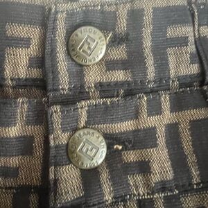 Late 1990s Fendi Jeans Zucca Jacquard Long Skirt Rare Double Waistband Italy 28